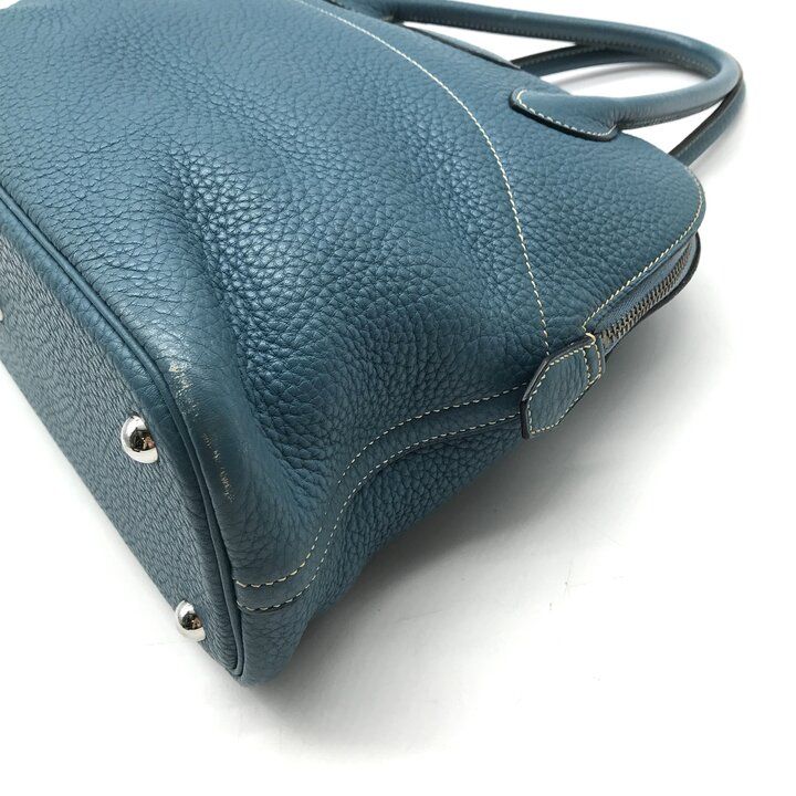 Hermes Bolide Hand Tote Blue Leather Purse — view 6