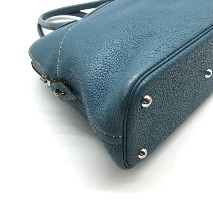 Hermes Bolide Hand Tote Blue Leather Purse — view 5
