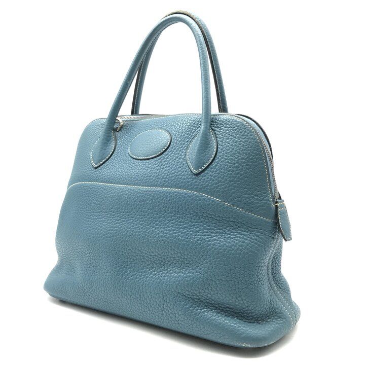 Hermes Bolide Hand Tote Blue Leather Purse — view 2