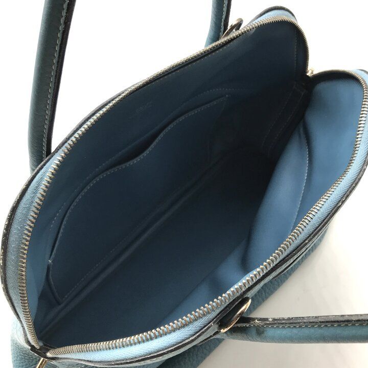 Hermes Bolide Hand Tote Blue Leather Purse — view 8