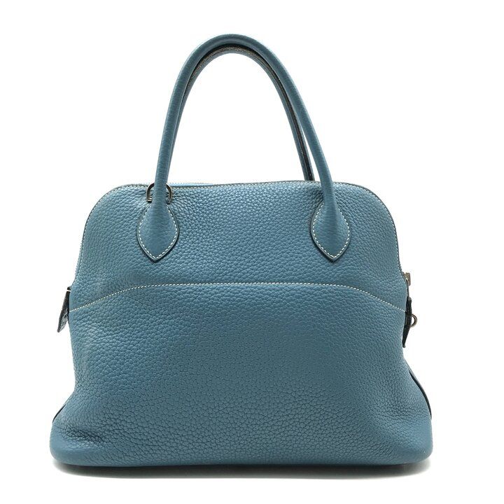 Hermes Bolide Hand Tote Blue Leather Purse — view 3