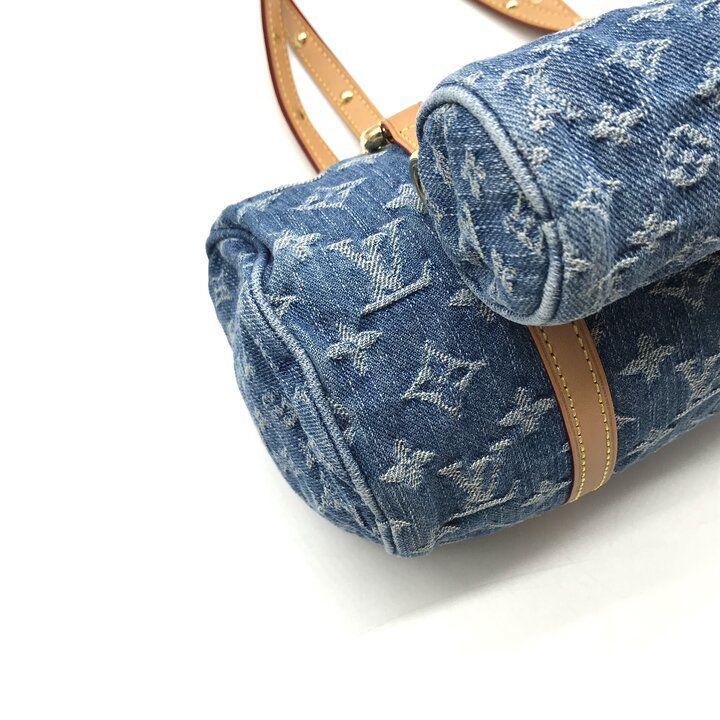 Louis Vuitton Monogram Papillon MM Denim Hand Reactive with Purse Pouch — view 5