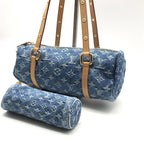 Louis Vuitton Monogram Papillon MM Denim Hand Reactive with Purse Pouch — view 2