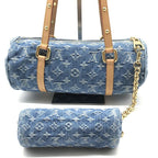 Louis Vuitton Monogram Papillon MM Denim Hand Reactive with Purse Pouch — view 3