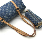 Louis Vuitton Monogram Papillon MM Denim Hand Reactive with Purse Pouch — view 7