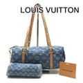 Louis Vuitton Monogram Papillon MM Denim Hand Reactive with Purse Pouch