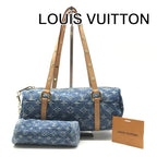Louis Vuitton Monogram Papillon MM Denim Hand Reactive with Purse Pouch