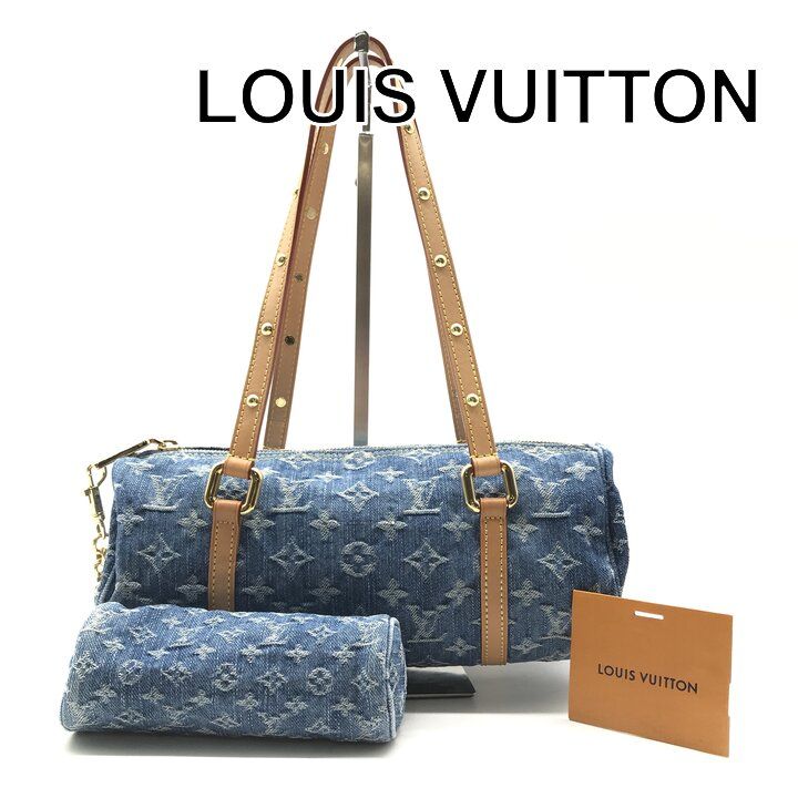 Louis Vuitton Monogram Papillon MM Denim Hand Reactive with Purse Pouch