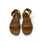 Dior Sandals Shoes Leather Brown Gold Logo Strap — view 2