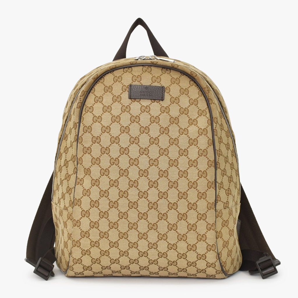 Gucci GG Canvas Backpack Brown Beig Leather Pattern
