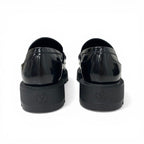 Louis Vuitton District Loafers Leather Shoes Patent Black Silver LV Circle Logo — view 5