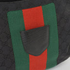 Gucci GG Canvas Shoulder Bag Gold Black Green — view 5
