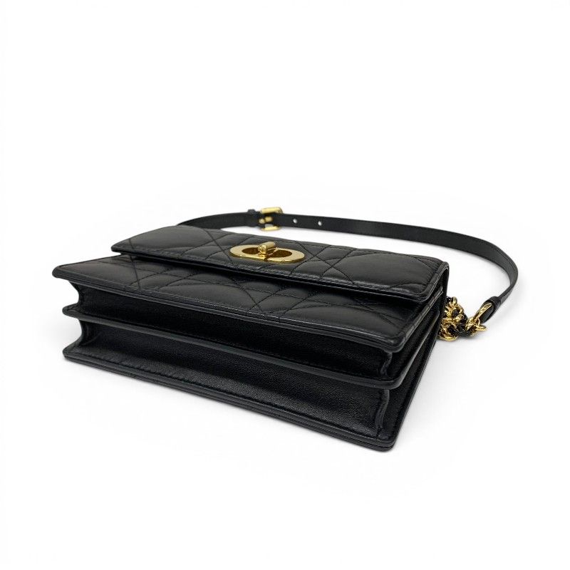 Dior Shoulder Bag Black Gold Miss Caro Macro Cannage Chain — view 4