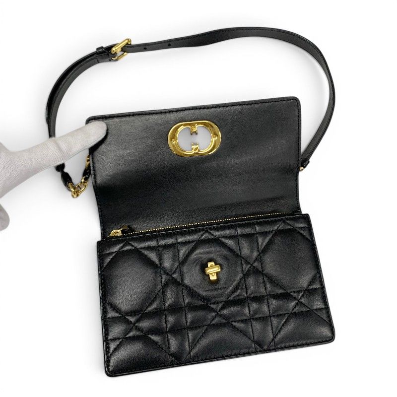 Dior Shoulder Bag Black Gold Miss Caro Macro Cannage Chain — view 6