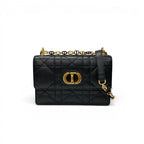 Dior Shoulder Bag Black Gold Miss Caro Macro Cannage Chain
