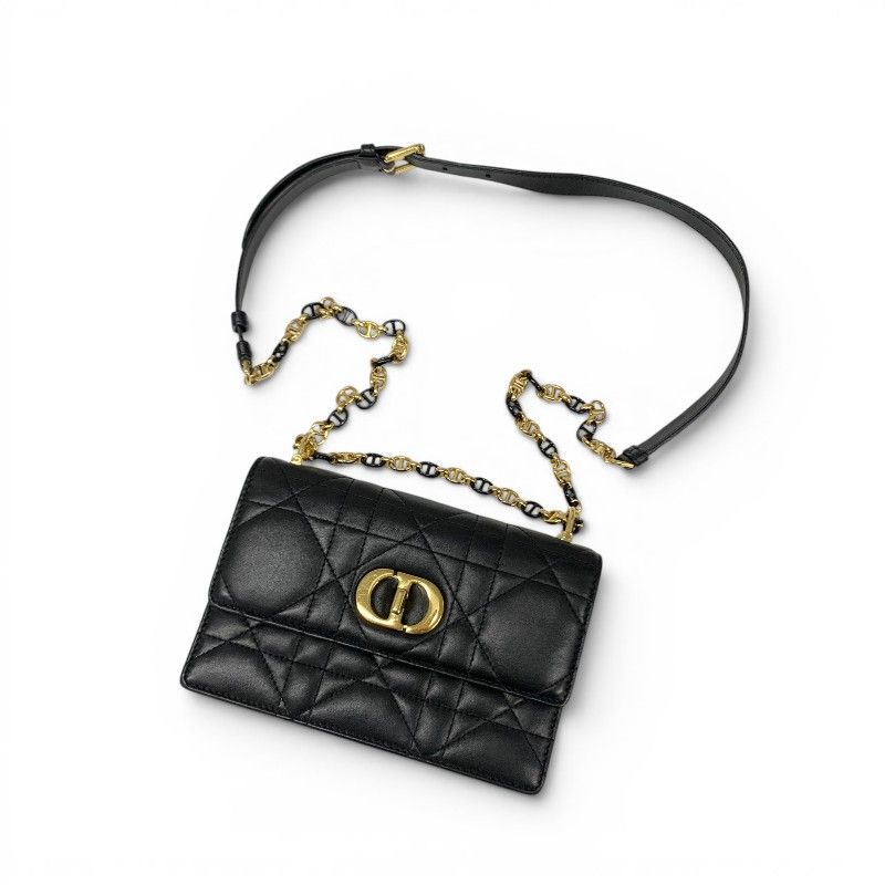 Dior Shoulder Bag Black Gold Miss Caro Macro Cannage Chain — view 5