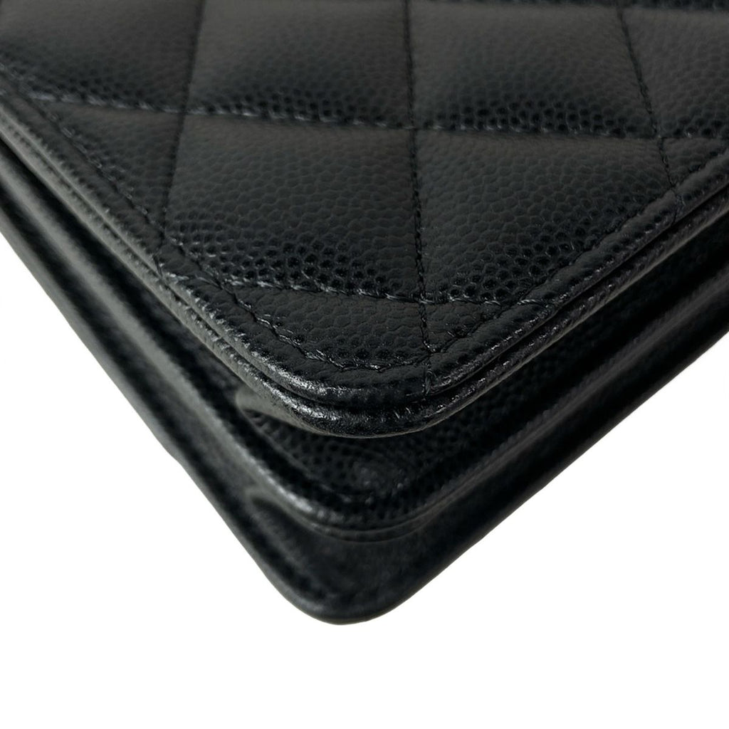 Chanel Clutch Quilted Black 2-Way Bijou Handle Chain Gold — view 9
