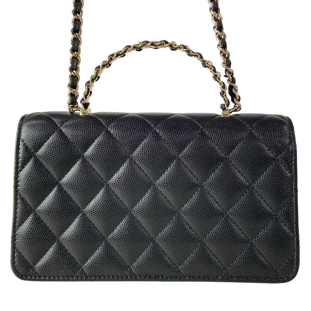 Chanel Clutch Quilted Black 2-Way Bijou Handle Chain Gold — view 3