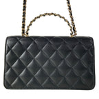 Chanel Clutch Quilted Black 2-Way Bijou Handle Chain Gold — view 3