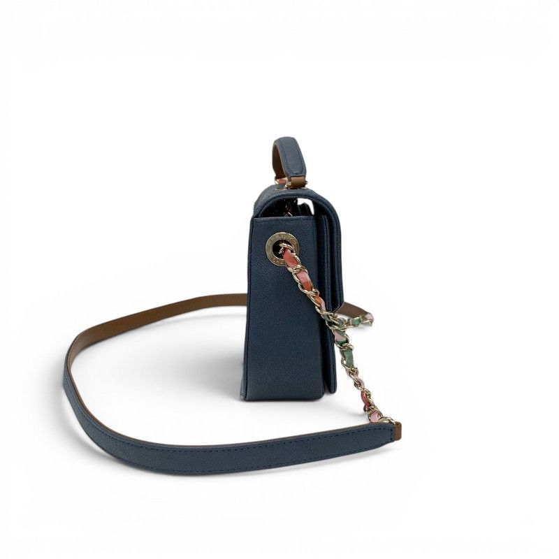 Chanel Shoulder Bag Blue Gold Multicolor Half CC Logo Quilted Chain — view 2