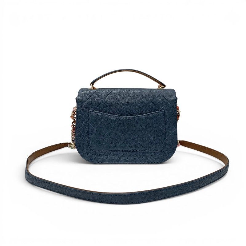 Chanel Shoulder Bag Blue Gold Multicolor Half CC Logo Quilted Chain — view 3