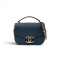 Chanel Shoulder Bag Blue Gold Multicolor Half CC Logo Quilted Chain