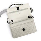 Chanel Shoulder Bag White Black CC Logo Chain Wallet Turnlock — view 6