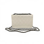 Chanel Shoulder Bag White Black CC Logo Chain Wallet Turnlock — view 3