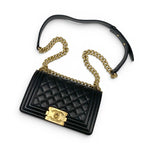 Chanel Shoulder Bag Black Gold 20 Quilted CC Logo Chain — view 5