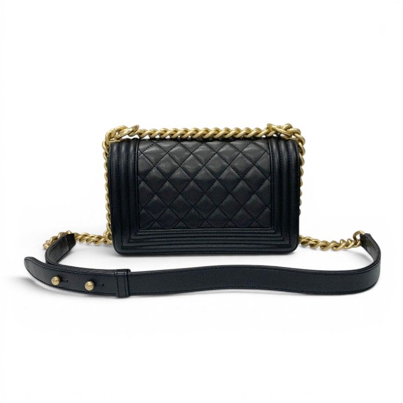 Chanel Shoulder Bag Black Gold 20 Quilted CC Logo Chain — view 3