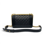 Chanel Shoulder Bag Black Gold 20 Quilted CC Logo Chain — view 3