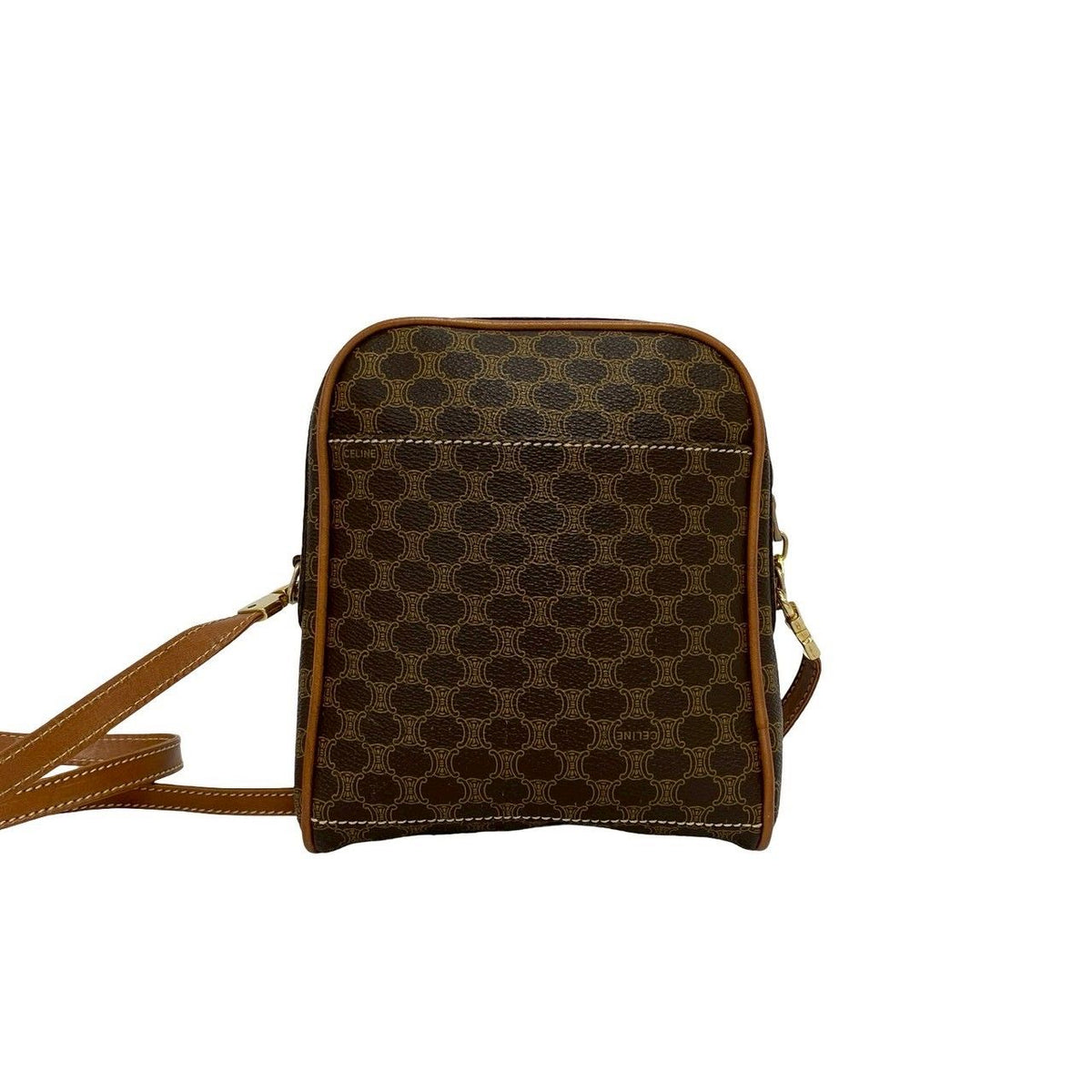 Celine Vintage Magadam Blason Triomphe Pattern Logo Leather Shoulder — view 3