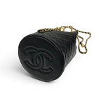 Chanel Shoulder Bag Black Gold CC Logo Chain Back Drawstring — view 4