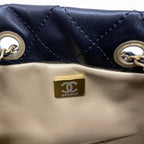 Chanel Shoulder Bag Black Gold CC Logo Chain Back Drawstring — view 7