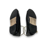 Chanel Flat Shoes Leather Black Gold CC Logo Camellia Processing Pearl Strap — view 6