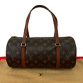 Louis Vuitton Vintage Papillon 30 Monogram Leather Boston Bag Brown