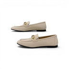Hermes Colette Loafers Leather Shoes Suede Pink Beige Gold Roulis Buckle — view 3