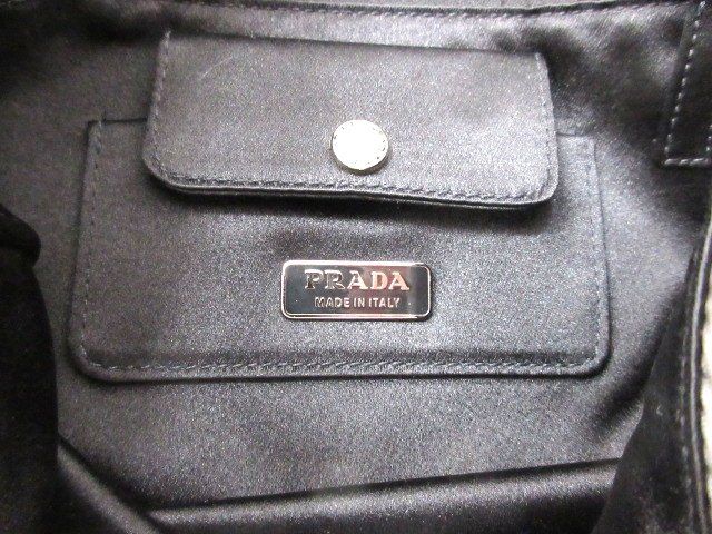 Prada Mini Tote Gray Brown Landscape Painting Nylon Leather — view 8