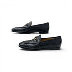 Gucci Loafers Leather Shoes Black Gold Horsebit Logo — view 3