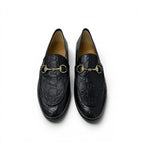 Gucci Loafers Leather Shoes Black Gold Horsebit Logo — view 2