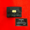 Chanel Card with Caviar Leather Trifold Wallet Black