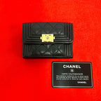 Chanel Card with Caviar Leather Trifold Wallet Black