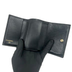 Chanel Card with Caviar Leather Trifold Wallet Black — view 7