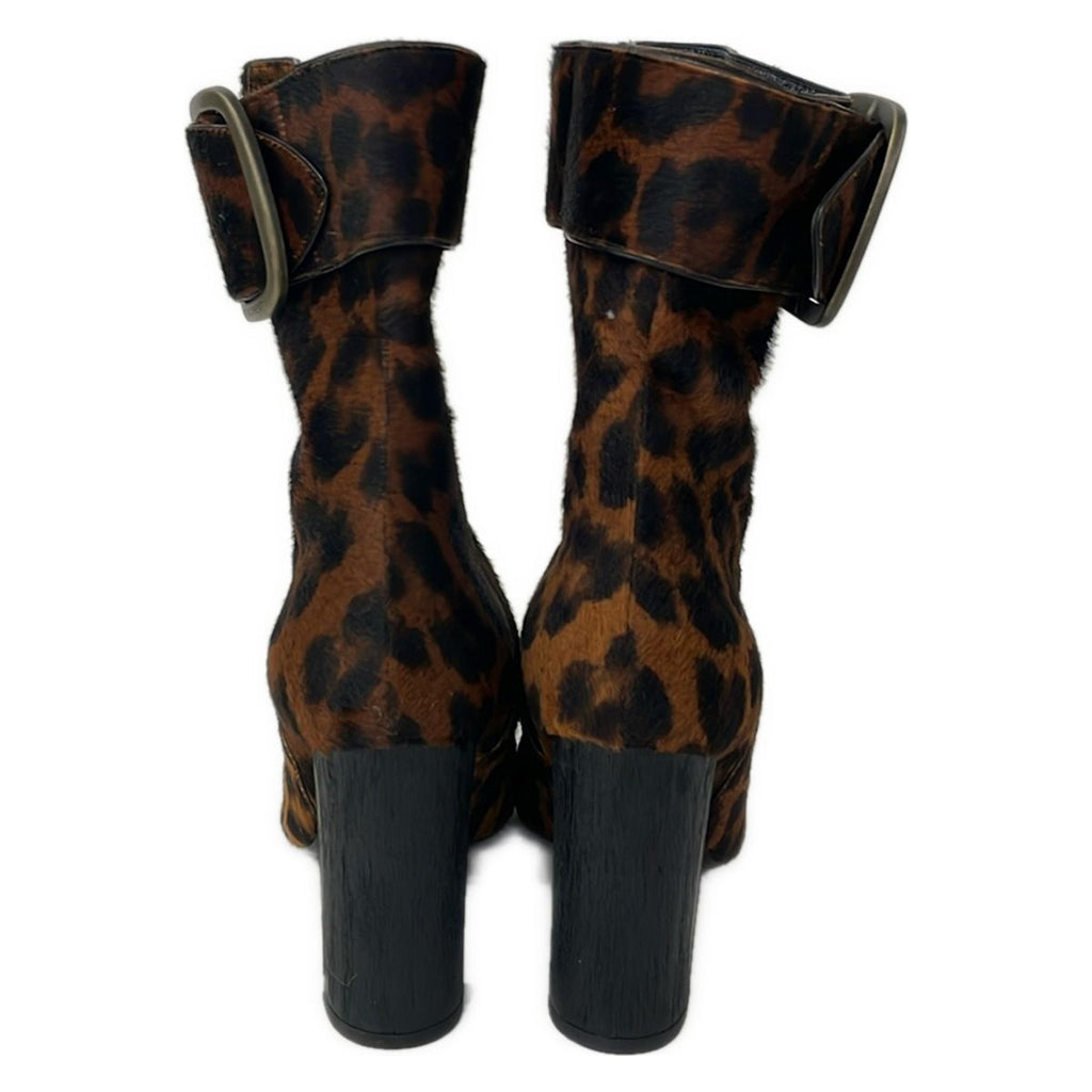 Saint Laurent Paris Short Boots 36.5 Brown Black Leopard Print — view 3