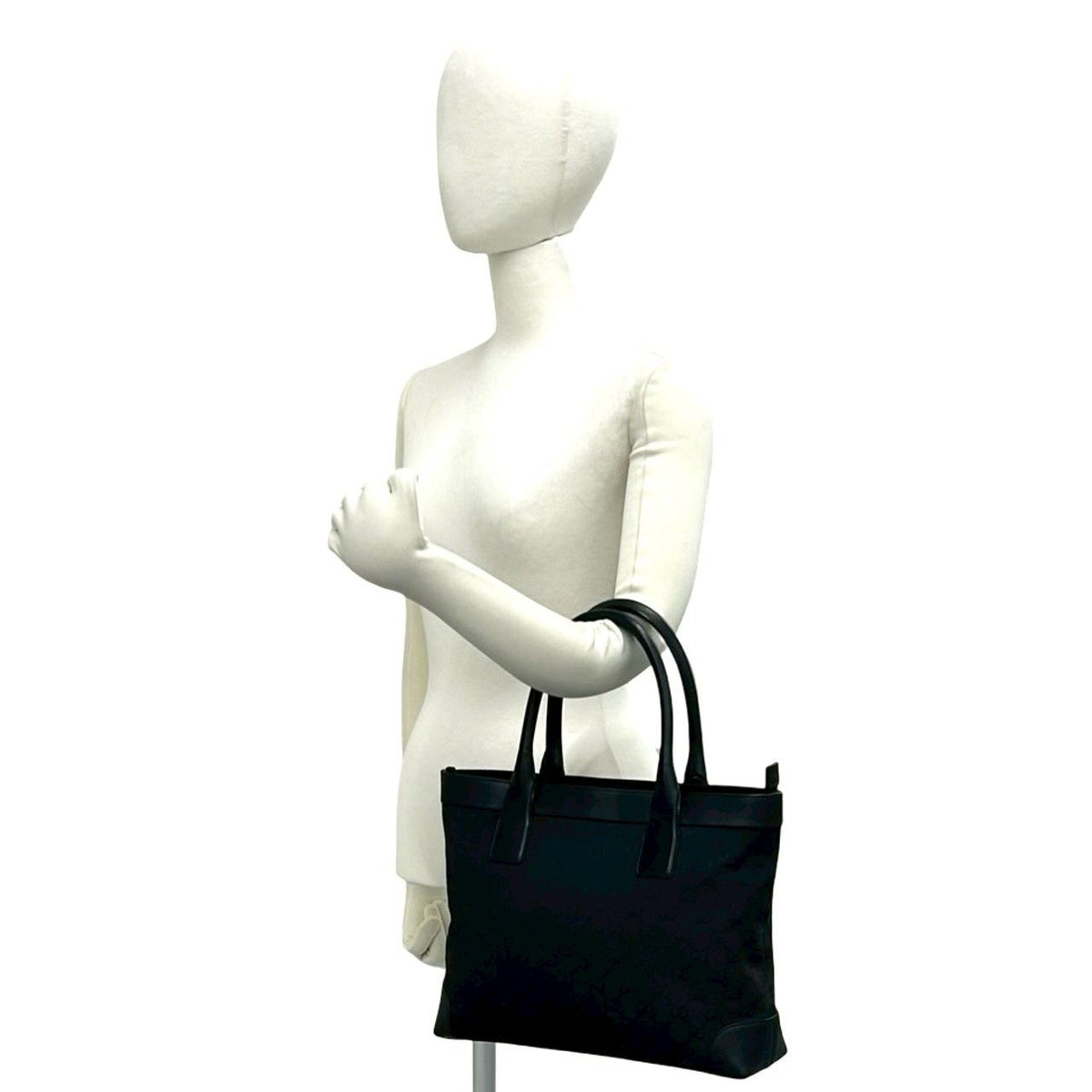 Gucci GG Pattern Canvas Leather Tote Boston Bag Black — view 2