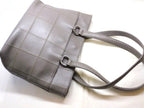 Chanel Choco Bar Stitch Tote Gray Caviar Leather Logo Silver — view 2