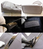 Chanel Choco Bar Stitch Tote Gray Caviar Leather Logo Silver — view 4