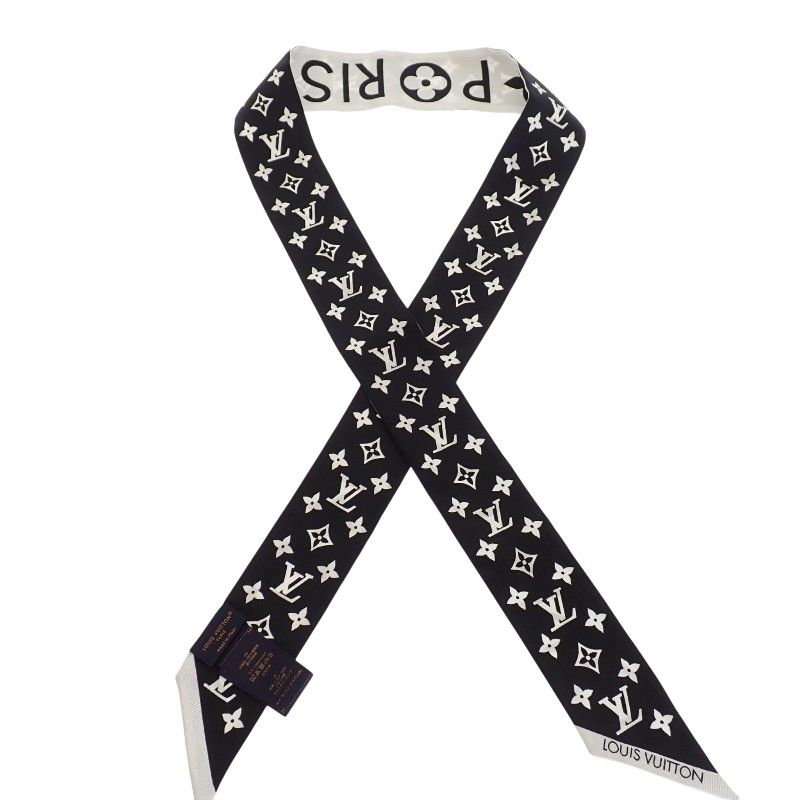 Louis Vuitton Bandeau BB Monogram Infinity Scarf Silk Black Blanc White Monotone
