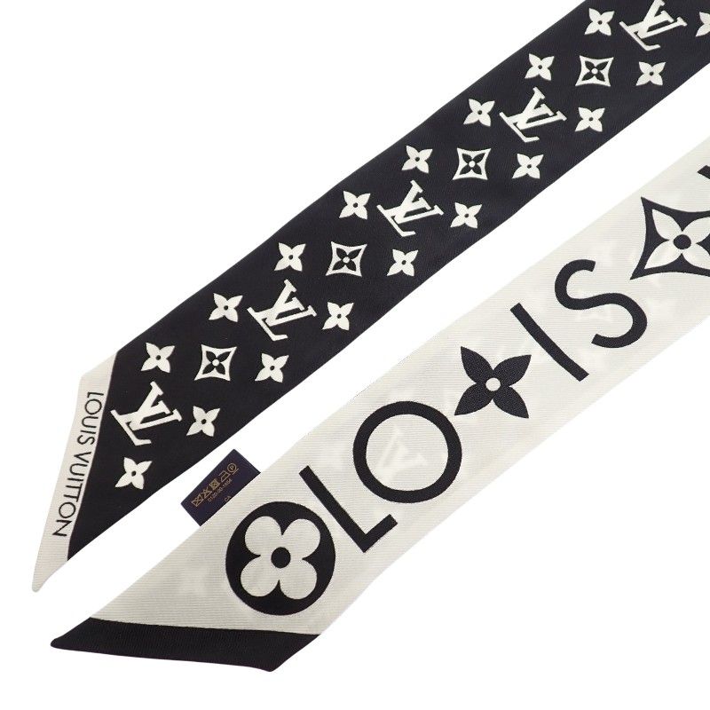 Louis Vuitton Bandeau BB Monogram Infinity Scarf Silk Black Blanc White Monotone