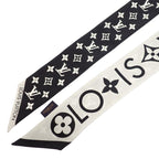 Louis Vuitton Bandeau BB Monogram Infinity Scarf Silk Black Blanc White Monotone